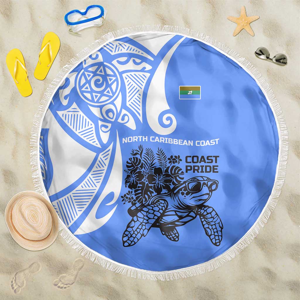 North Caribbean Coast Nicaragua Beach Blanket with Tribal Turtle Design and Floral Coast Pride - Wonder Print Shop