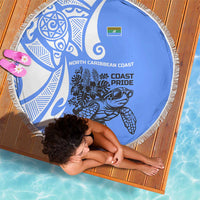 North Caribbean Coast Nicaragua Beach Blanket with Tribal Turtle Design and Floral Coast Pride - Wonder Print Shop