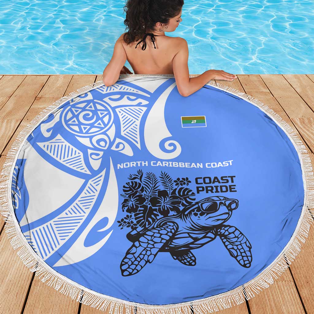 North Caribbean Coast Nicaragua Beach Blanket with Tribal Turtle Design and Floral Coast Pride - Wonder Print Shop