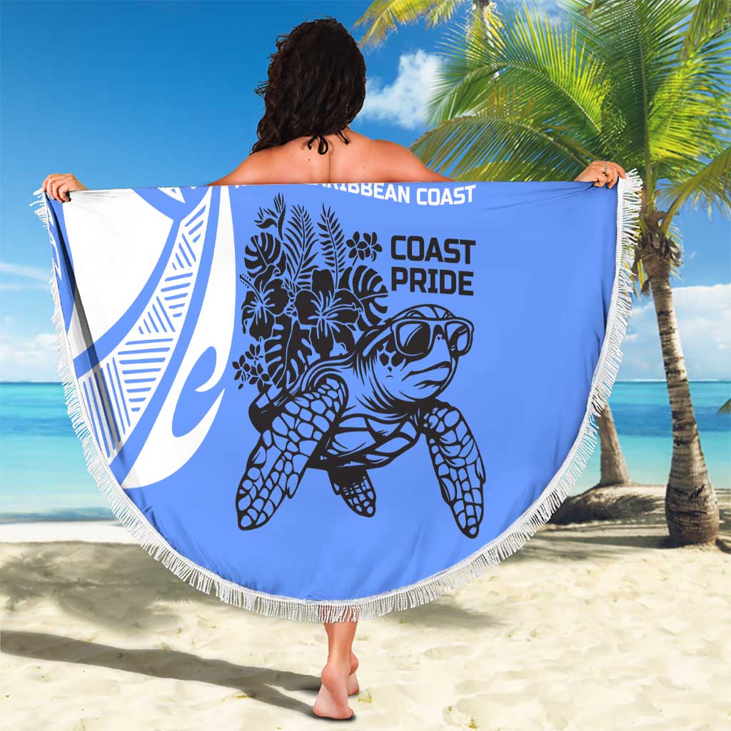 North Caribbean Coast Nicaragua Beach Blanket with Tribal Turtle Design and Floral Coast Pride - Wonder Print Shop
