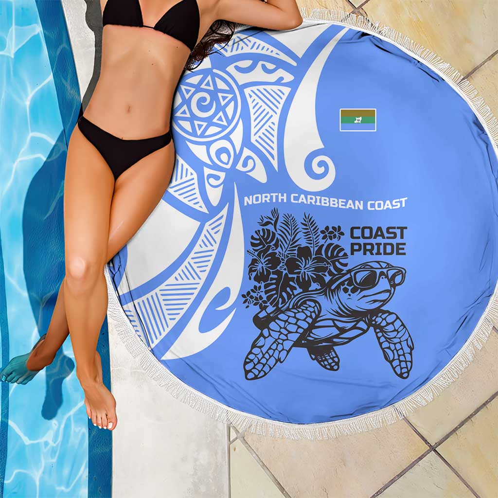 North Caribbean Coast Nicaragua Beach Blanket with Tribal Turtle Design and Floral Coast Pride - Wonder Print Shop