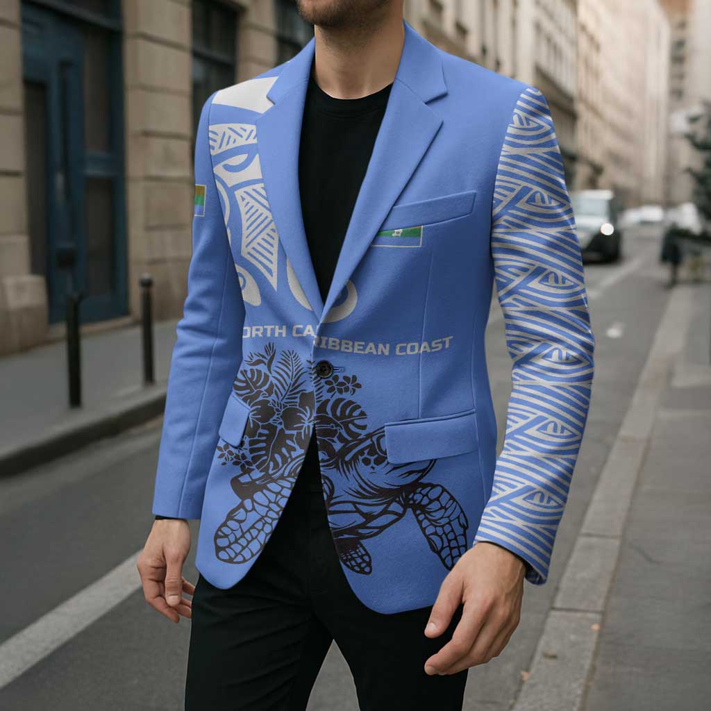 North Caribbean Coast Nicaragua Blazer with Tribal Turtle Design and Floral Coast Pride - Wonder Print Shop
