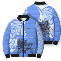 North Caribbean Coast Nicaragua Bomber Puffer Jacket with Tribal Turtle Design and Floral Coast Pride - Wonder Print Shop