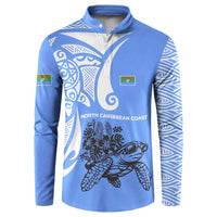 North Caribbean Coast Nicaragua Button Sweatshirt with Tribal Turtle Design and Floral Coast Pride - Wonder Print Shop