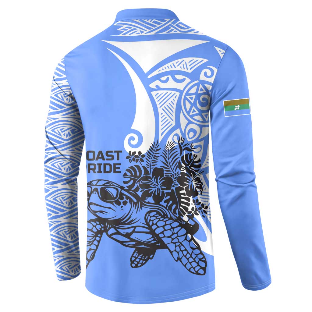 North Caribbean Coast Nicaragua Button Sweatshirt with Tribal Turtle Design and Floral Coast Pride - Wonder Print Shop