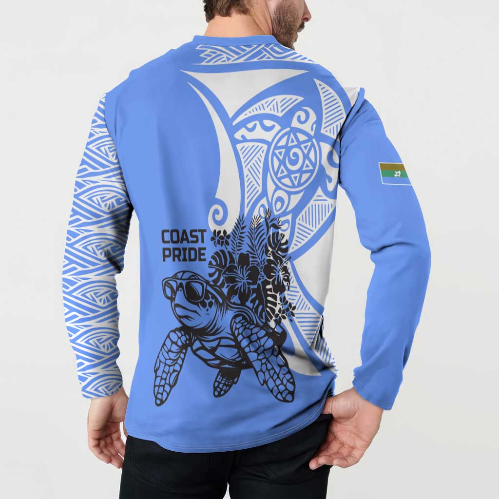 North Caribbean Coast Nicaragua Button Sweatshirt with Tribal Turtle Design and Floral Coast Pride - Wonder Print Shop