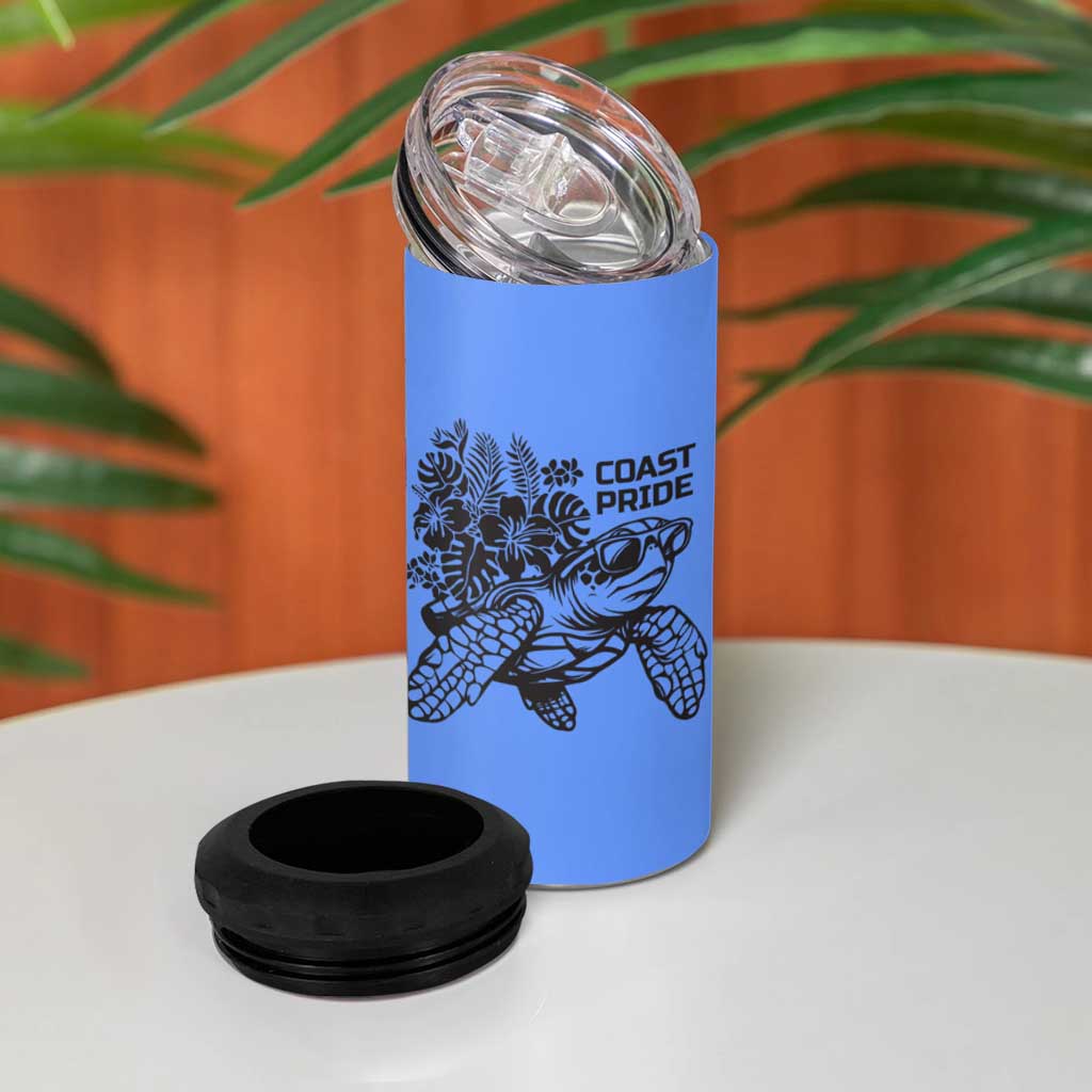 North Caribbean Coast Nicaragua 4 in 1 Can Cooler Tumbler with Tribal Turtle Design and Floral Coast Pride - Wonder Print Shop