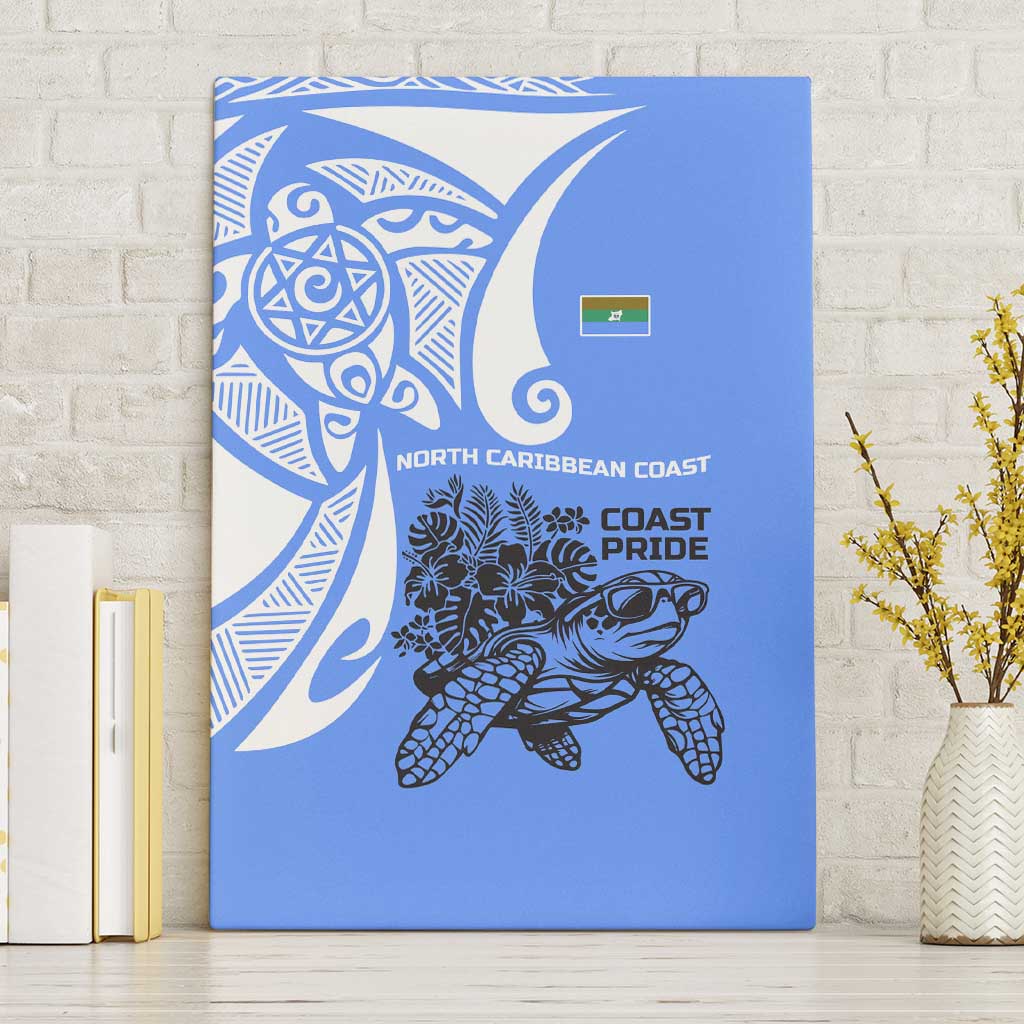 North Caribbean Coast Nicaragua Canvas Wall Art with Tribal Turtle Design and Floral Coast Pride - Wonder Print Shop