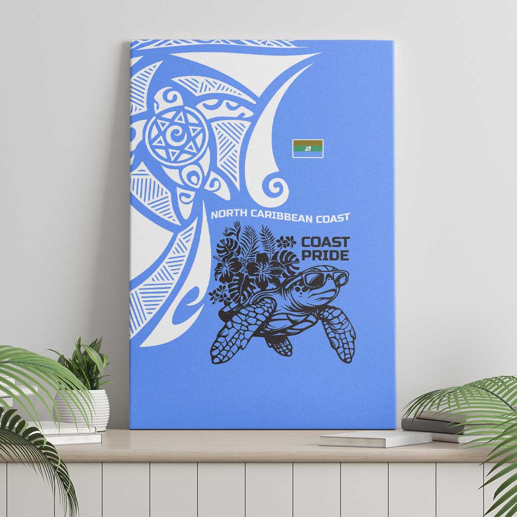 North Caribbean Coast Nicaragua Canvas Wall Art with Tribal Turtle Design and Floral Coast Pride - Wonder Print Shop