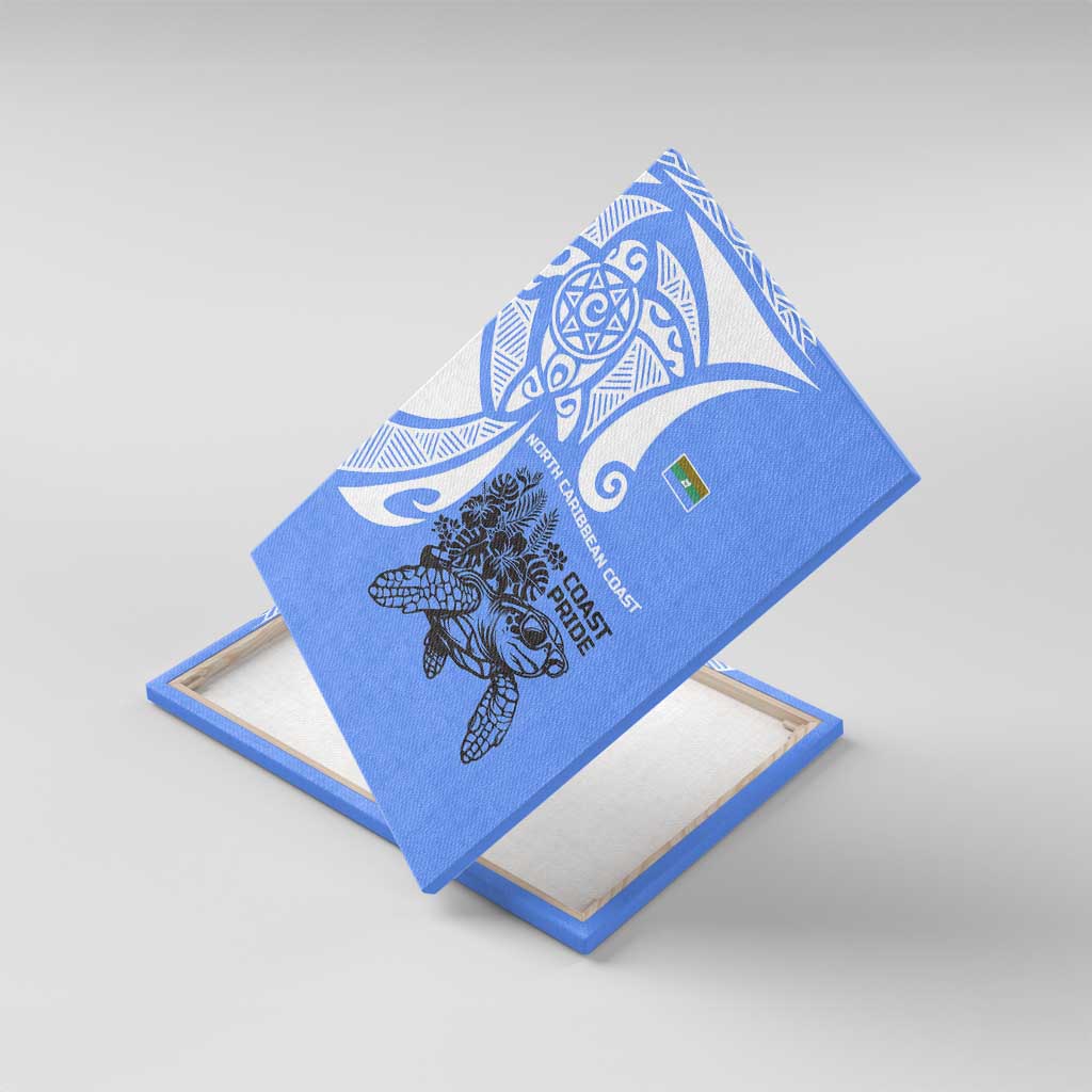 North Caribbean Coast Nicaragua Canvas Wall Art with Tribal Turtle Design and Floral Coast Pride - Wonder Print Shop