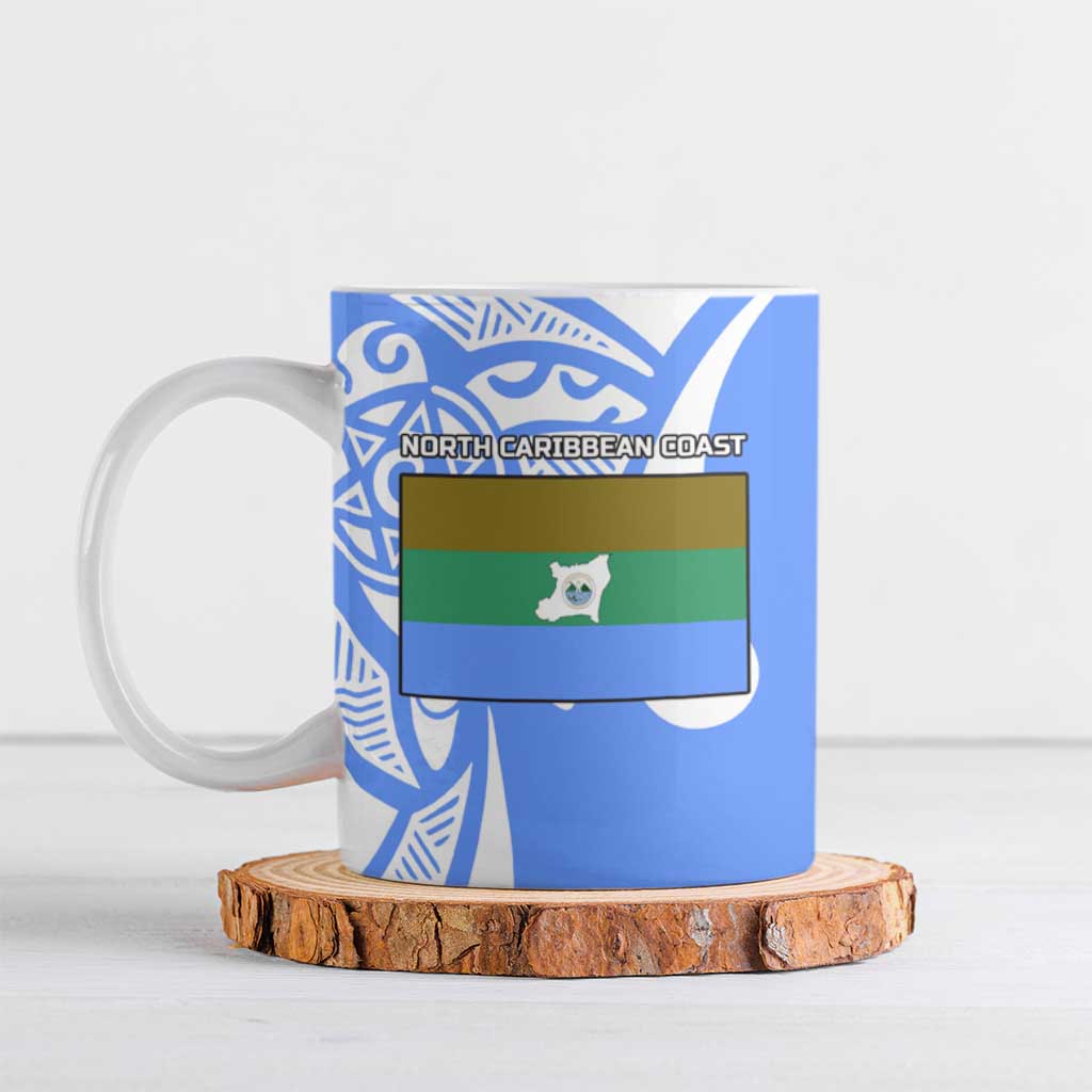North Caribbean Coast Nicaragua Ceramic Mug with Tribal Turtle Design and Floral Coast Pride - Wonder Print Shop