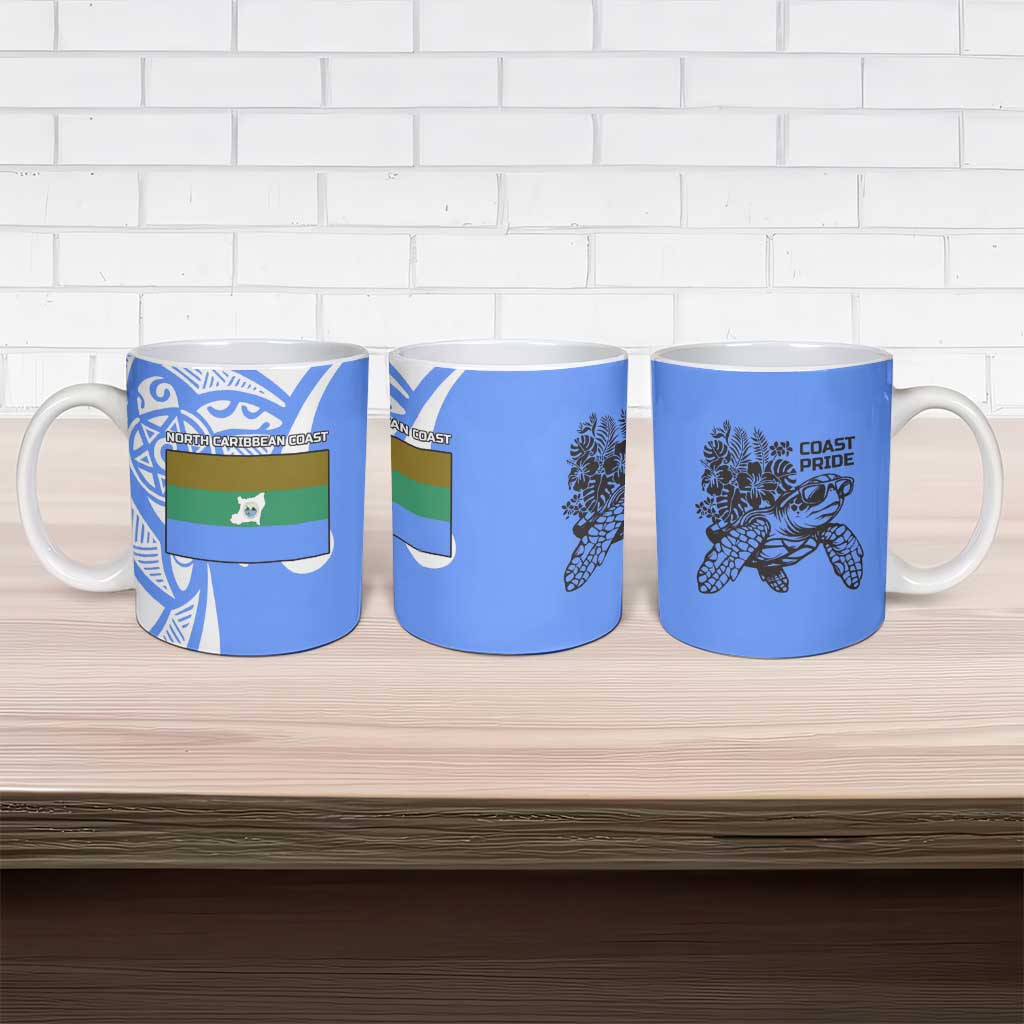 North Caribbean Coast Nicaragua Ceramic Mug with Tribal Turtle Design and Floral Coast Pride - Wonder Print Shop