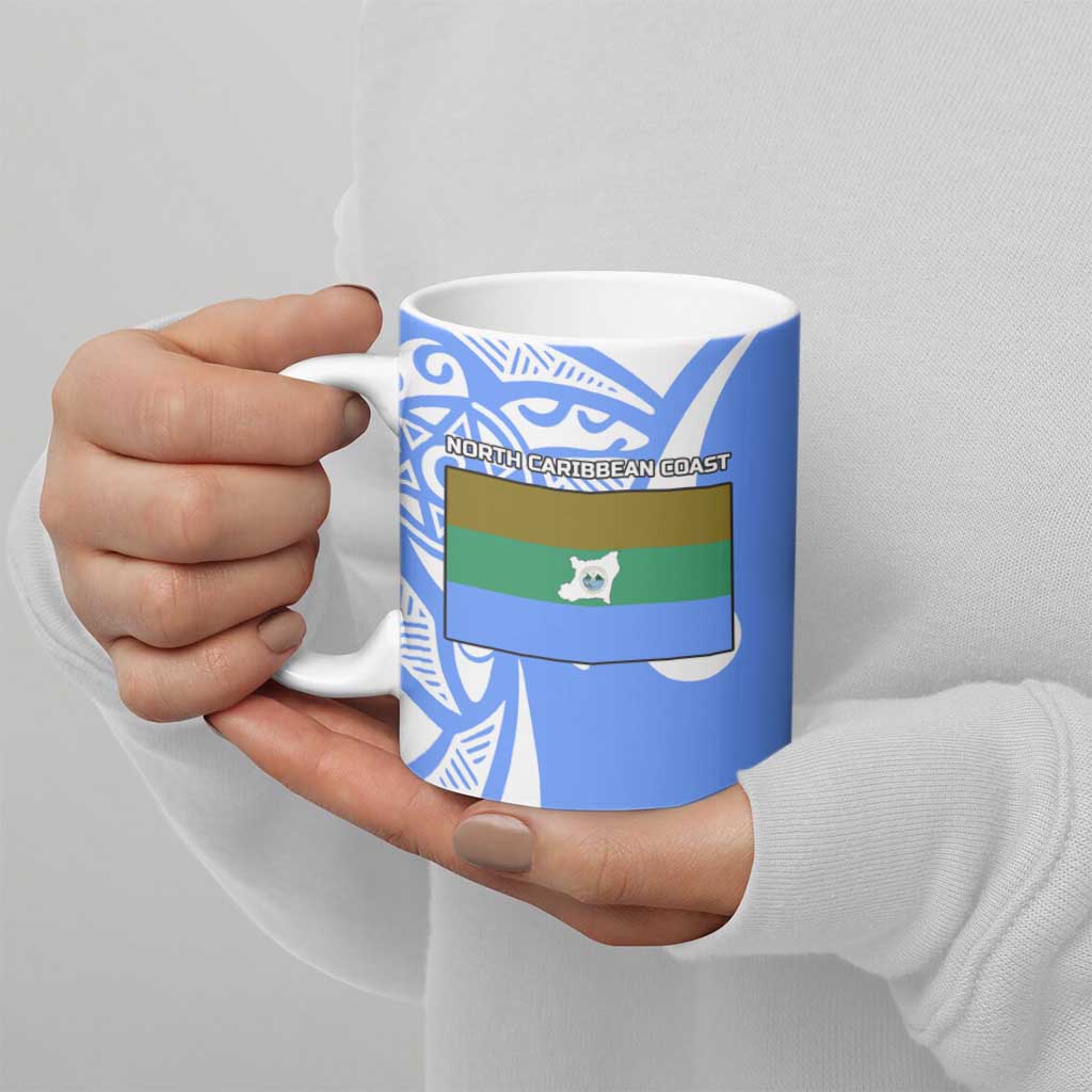 North Caribbean Coast Nicaragua Ceramic Mug with Tribal Turtle Design and Floral Coast Pride - Wonder Print Shop