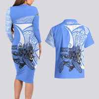 North Caribbean Coast Nicaragua Couples Matching Long Sleeve Bodycon Dress and Hawaiian Shirt with Tribal Turtle Design and Floral Coast Pride - Wonder Print Shop