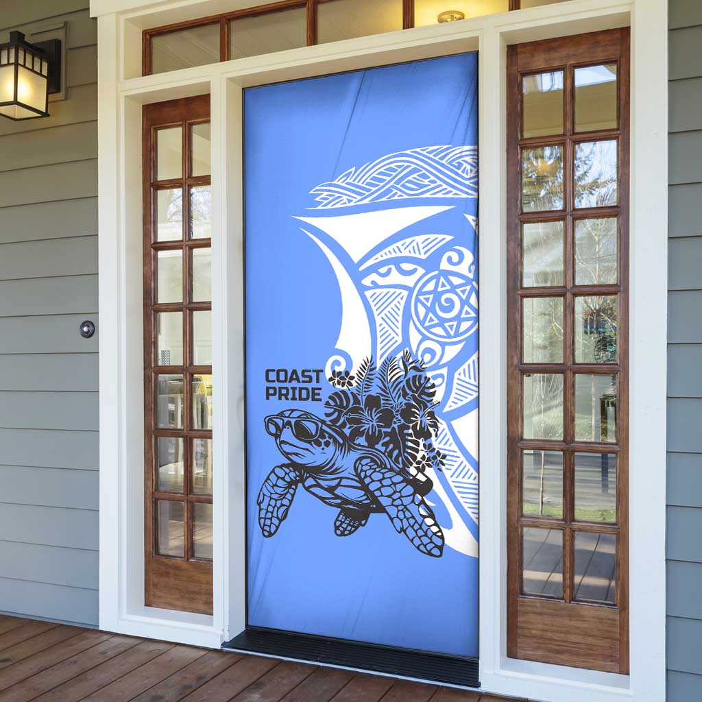 North Caribbean Coast Nicaragua Door Cover with Tribal Turtle Design and Floral Coast Pride - Wonder Print Shop