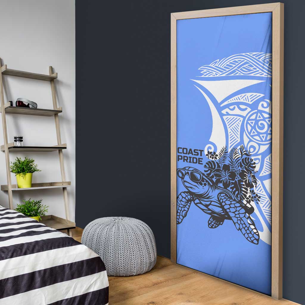 North Caribbean Coast Nicaragua Door Cover with Tribal Turtle Design and Floral Coast Pride - Wonder Print Shop