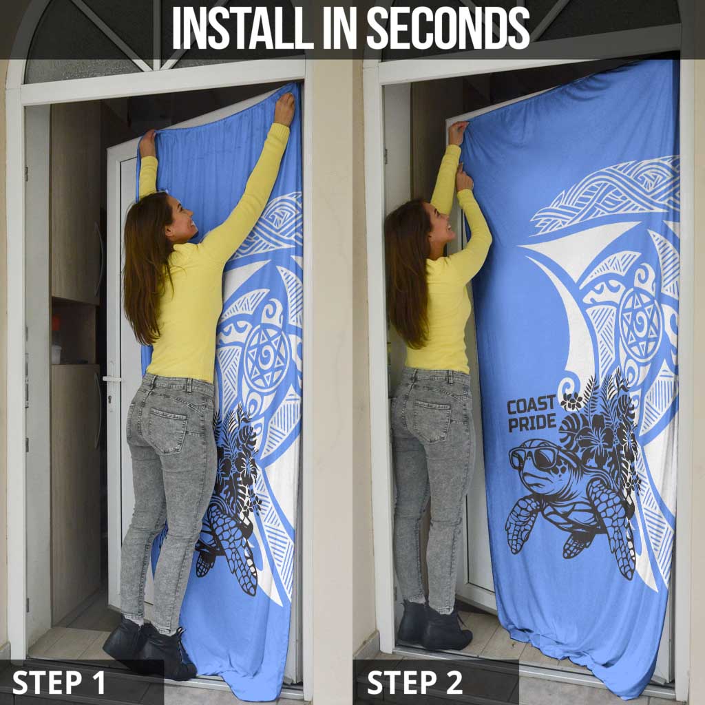 North Caribbean Coast Nicaragua Door Cover with Tribal Turtle Design and Floral Coast Pride - Wonder Print Shop