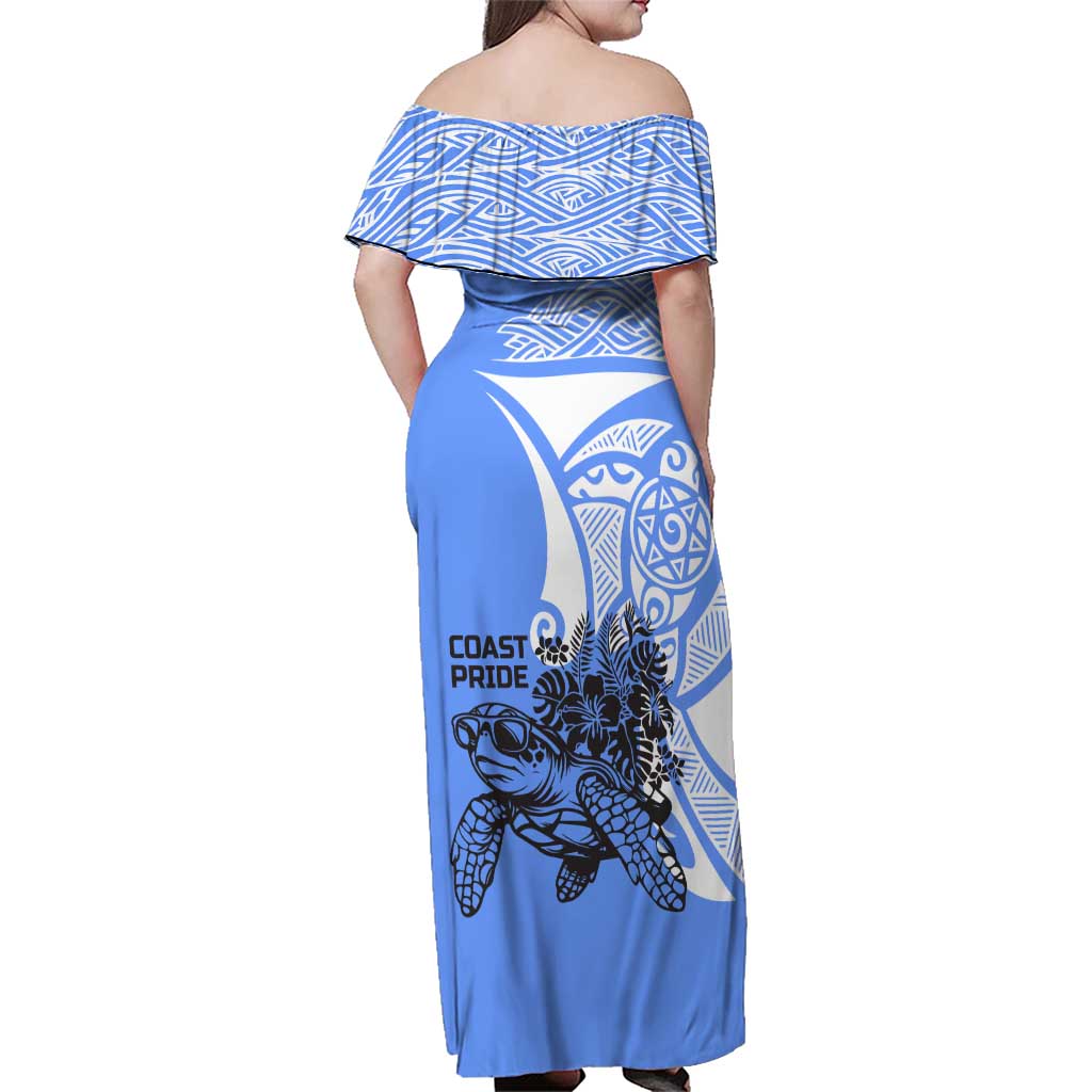 North Caribbean Coast Nicaragua Family Matching Off Shoulder Maxi Dress and Hawaiian Shirt with Tribal Turtle Design and Floral Coast Pride - Wonder Print Shop