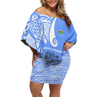 North Caribbean Coast Nicaragua Family Matching Off Shoulder Short Dress and Hawaiian Shirt with Tribal Turtle Design and Floral Coast Pride - Wonder Print Shop