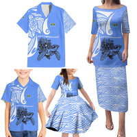 North Caribbean Coast Nicaragua Family Matching Puletasi and Hawaiian Shirt with Tribal Turtle Design and Floral Coast Pride - Wonder Print Shop
