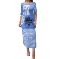 North Caribbean Coast Nicaragua Family Matching Puletasi and Hawaiian Shirt with Tribal Turtle Design and Floral Coast Pride - Wonder Print Shop