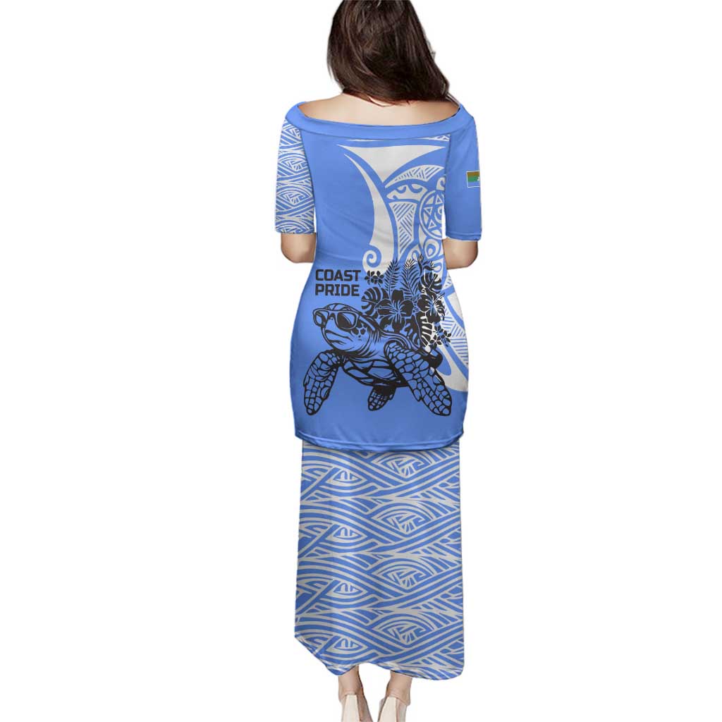 North Caribbean Coast Nicaragua Family Matching Puletasi and Hawaiian Shirt with Tribal Turtle Design and Floral Coast Pride - Wonder Print Shop