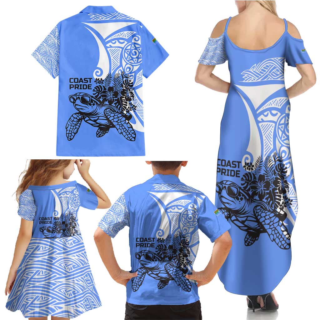 North Caribbean Coast Nicaragua Family Matching Summer Maxi Dress and Hawaiian Shirt with Tribal Turtle Design and Floral Coast Pride - Wonder Print Shop