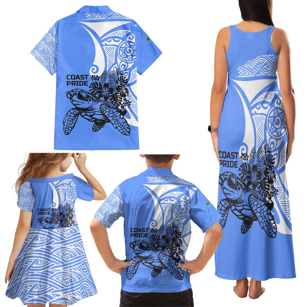 North Caribbean Coast Nicaragua Family Matching Tank Maxi Dress and Hawaiian Shirt with Tribal Turtle Design and Floral Coast Pride - Wonder Print Shop