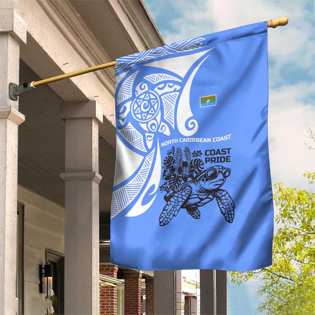 North Caribbean Coast Nicaragua Garden Flag with Tribal Turtle Design and Floral Coast Pride - Wonder Print Shop