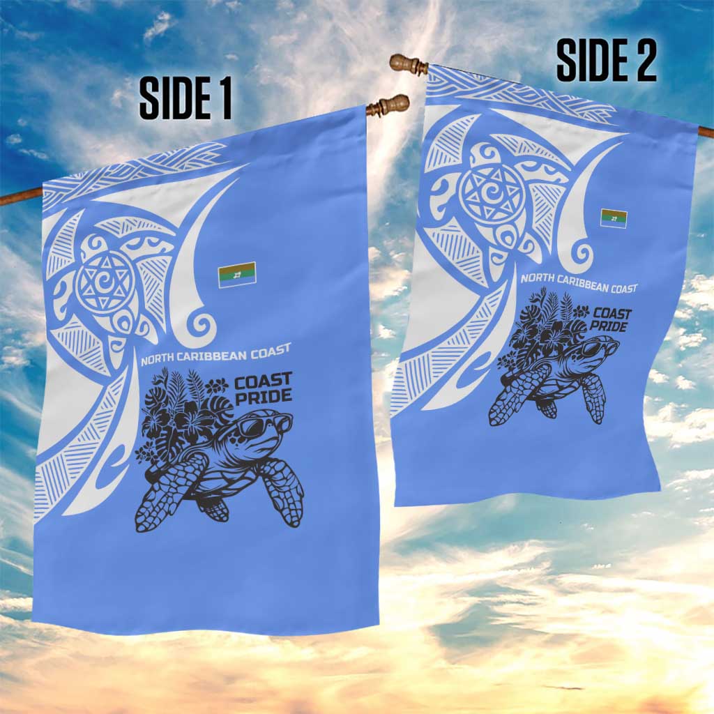 North Caribbean Coast Nicaragua Garden Flag with Tribal Turtle Design and Floral Coast Pride - Wonder Print Shop