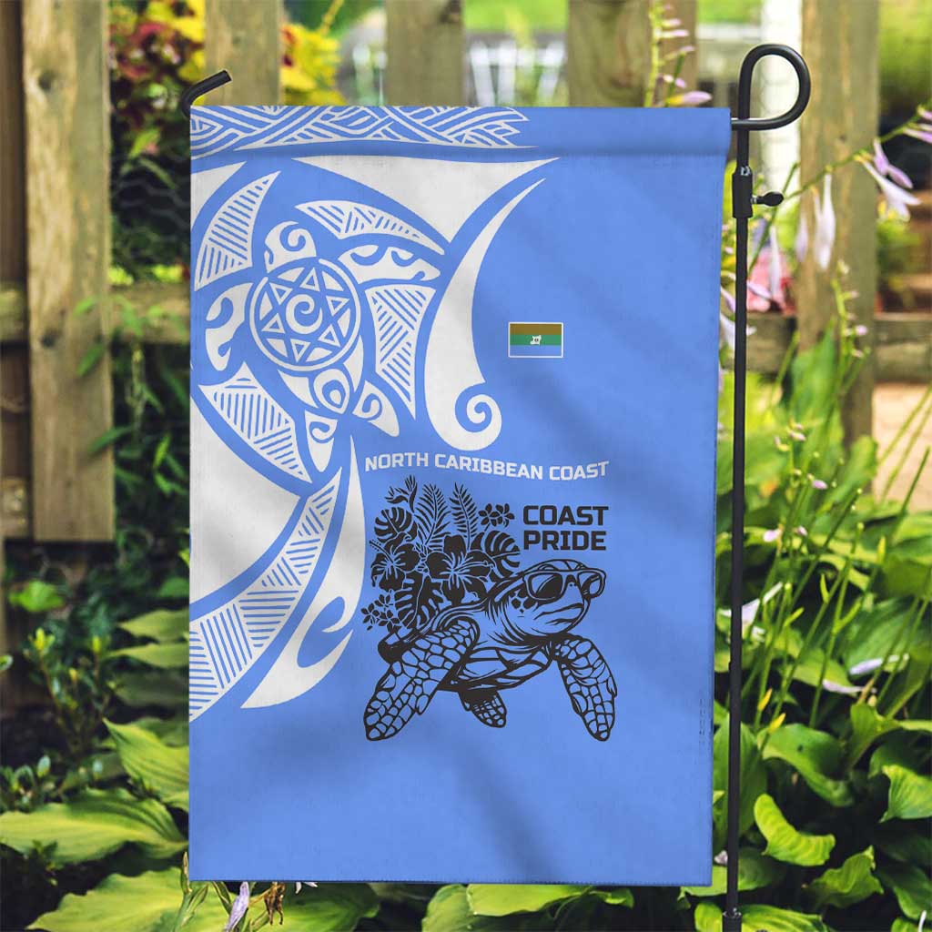 North Caribbean Coast Nicaragua Garden Flag with Tribal Turtle Design and Floral Coast Pride - Wonder Print Shop