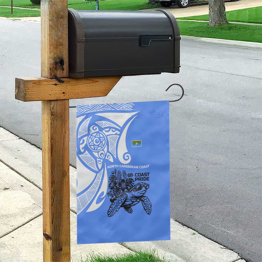 North Caribbean Coast Nicaragua Garden Flag with Tribal Turtle Design and Floral Coast Pride - Wonder Print Shop