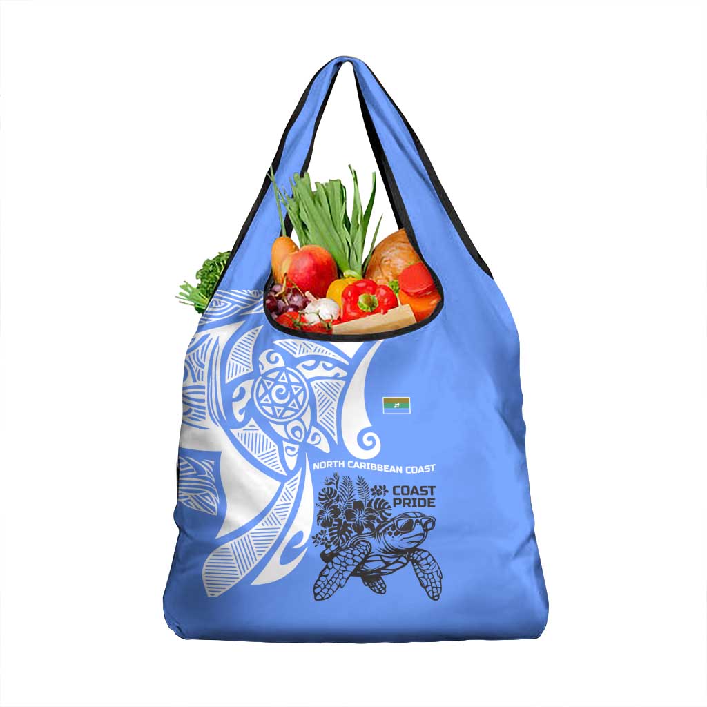 North Caribbean Coast Nicaragua Grocery Bag with Tribal Turtle Design and Floral Coast Pride - Wonder Print Shop