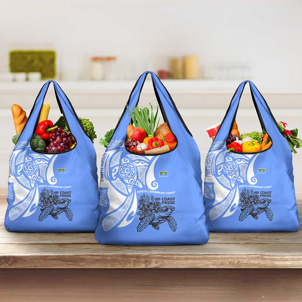 North Caribbean Coast Nicaragua Grocery Bag with Tribal Turtle Design and Floral Coast Pride - Wonder Print Shop