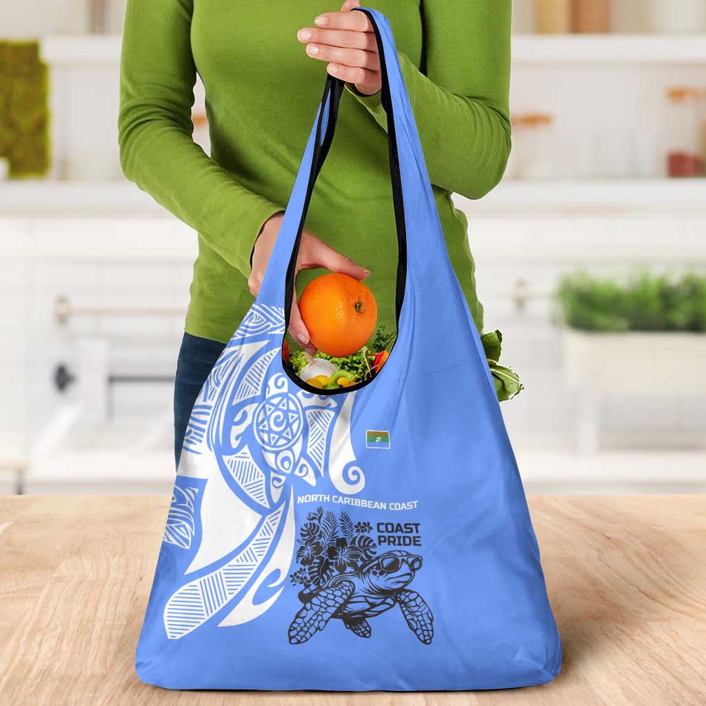 North Caribbean Coast Nicaragua Grocery Bag with Tribal Turtle Design and Floral Coast Pride - Wonder Print Shop