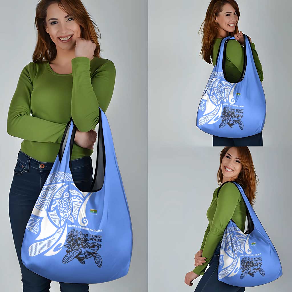 North Caribbean Coast Nicaragua Grocery Bag with Tribal Turtle Design and Floral Coast Pride - Wonder Print Shop