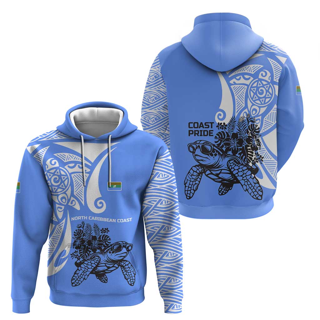 North Caribbean Coast Nicaragua Hoodie with Tribal Turtle Design and Floral Coast Pride - Wonder Print Shop