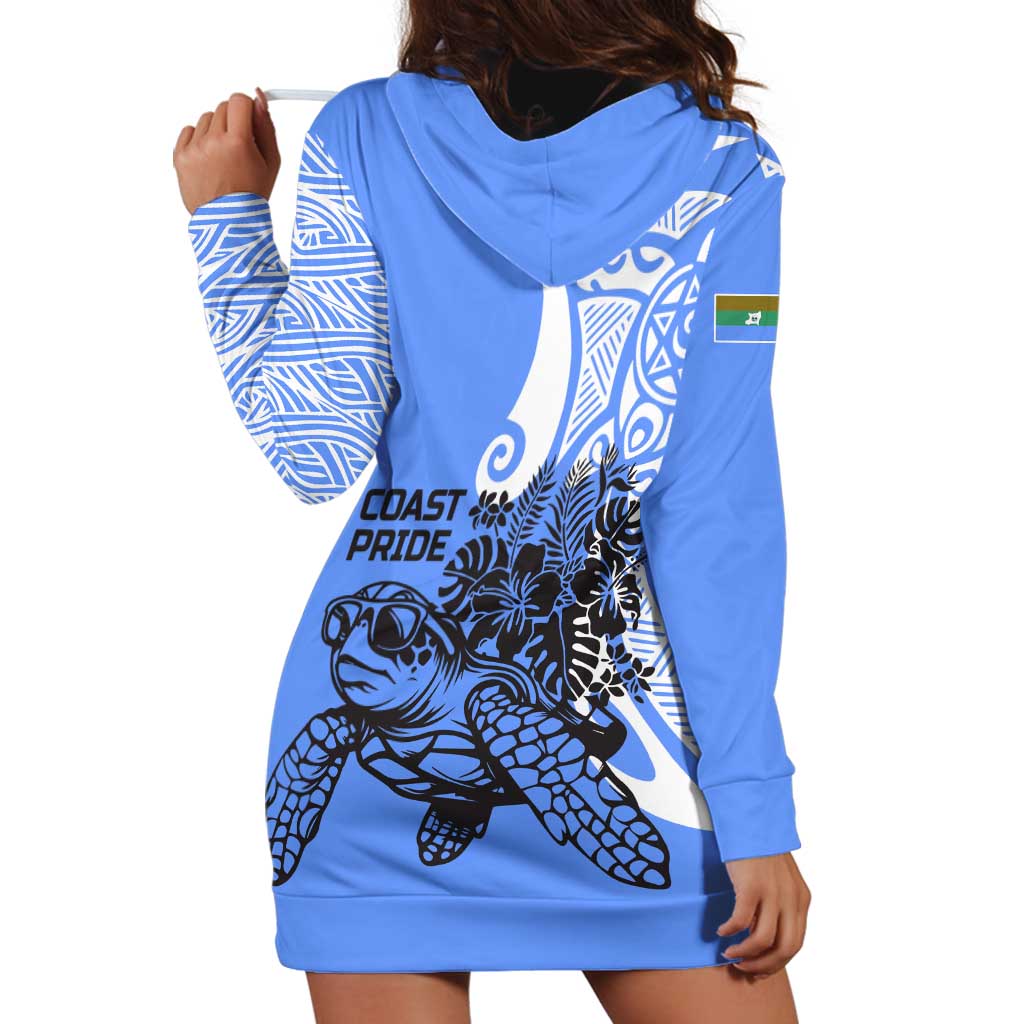 North Caribbean Coast Nicaragua Hoodie Dress with Tribal Turtle Design and Floral Coast Pride - Wonder Print Shop