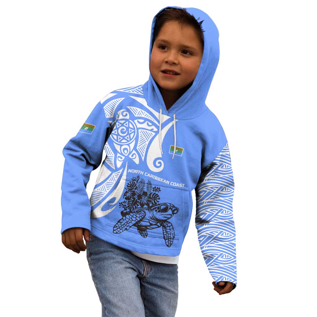 North Caribbean Coast Nicaragua Kid Hoodie with Tribal Turtle Design and Floral Coast Pride - Wonder Print Shop