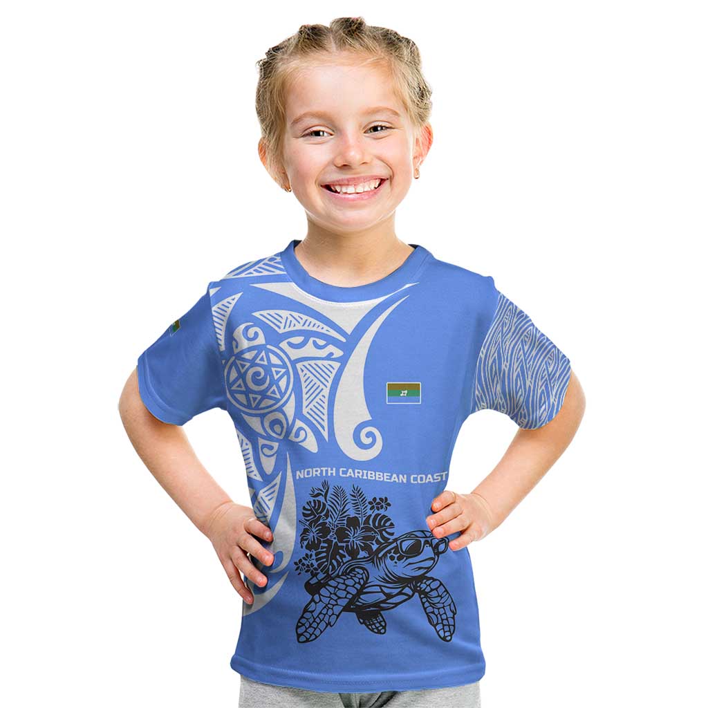 North Caribbean Coast Nicaragua Kid T Shirt with Tribal Turtle Design and Floral Coast Pride - Wonder Print Shop