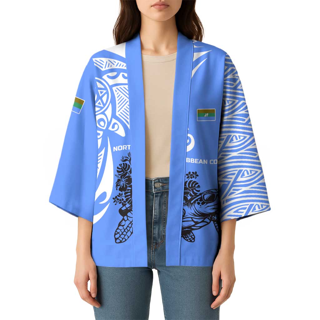 North Caribbean Coast Nicaragua Kimono with Tribal Turtle Design and Floral Coast Pride - Wonder Print Shop