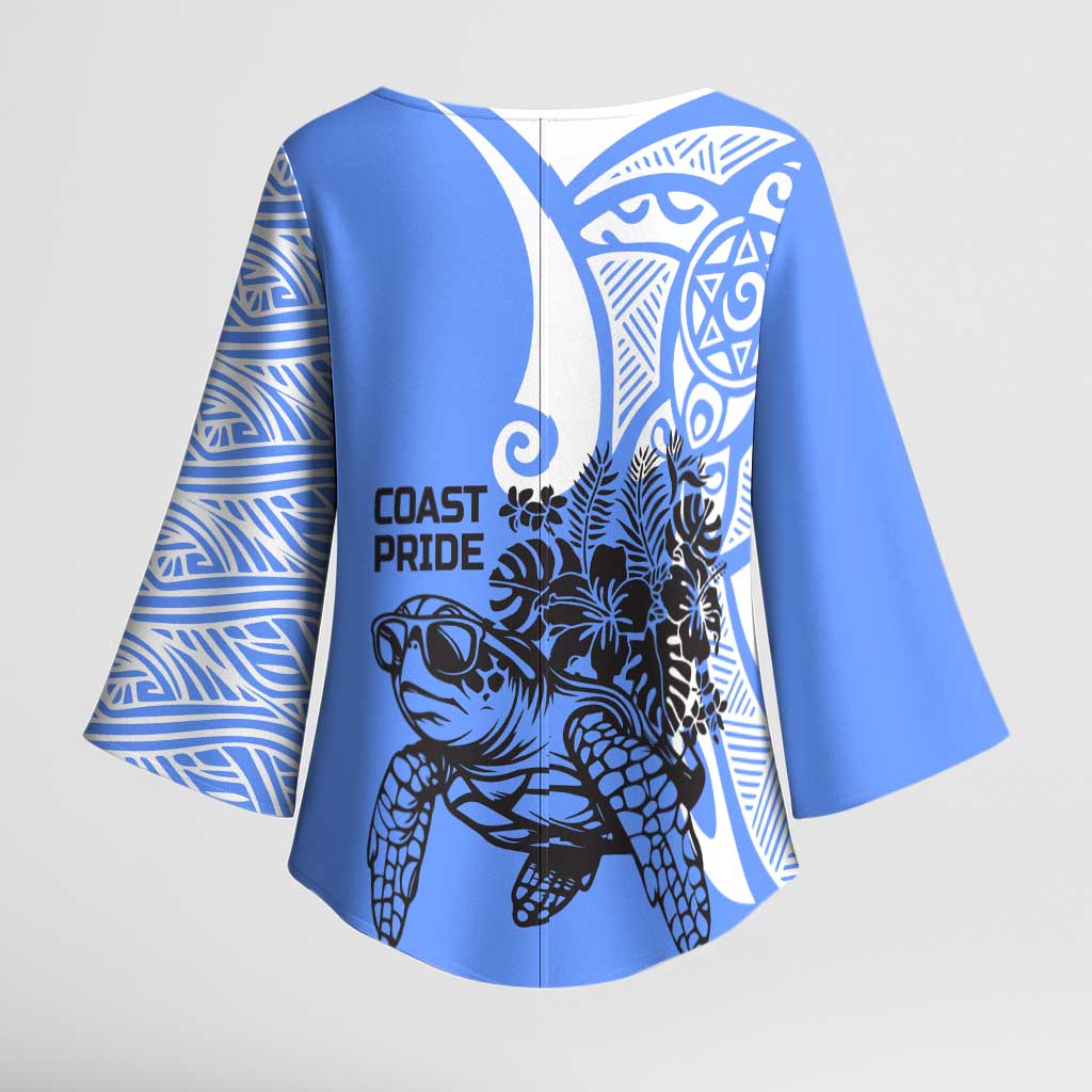North Caribbean Coast Nicaragua Kimono Sleeve Blouse with Tribal Turtle Design and Floral Coast Pride - Wonder Print Shop
