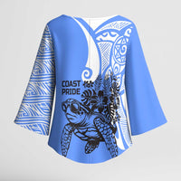 North Caribbean Coast Nicaragua Kimono Sleeve Blouse with Tribal Turtle Design and Floral Coast Pride - Wonder Print Shop