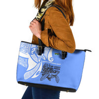 North Caribbean Coast Nicaragua Leather Tote Bag with Tribal Turtle Design and Floral Coast Pride - Wonder Print Shop