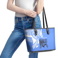 North Caribbean Coast Nicaragua Leather Tote Bag with Tribal Turtle Design and Floral Coast Pride - Wonder Print Shop
