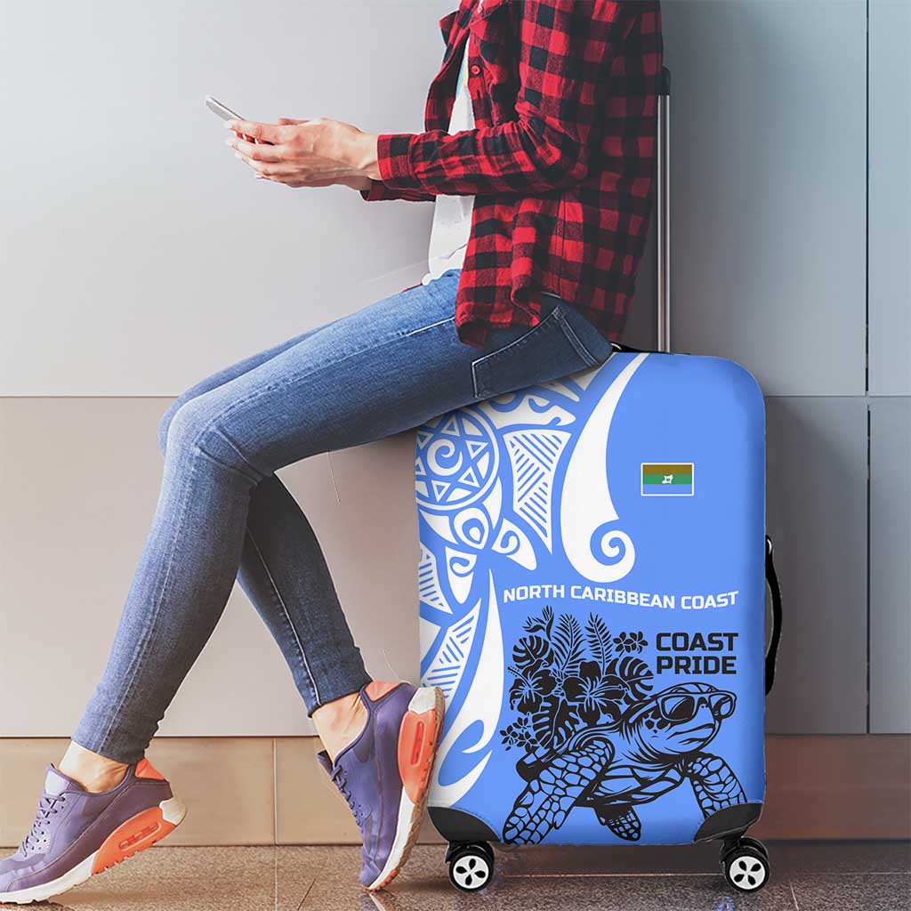 North Caribbean Coast Nicaragua Luggage Cover with Tribal Turtle Design and Floral Coast Pride - Wonder Print Shop