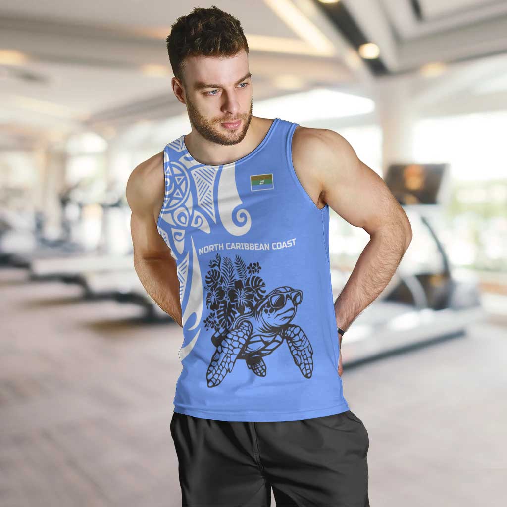 North Caribbean Coast Nicaragua Men Tank Top with Tribal Turtle Design and Floral Coast Pride - Wonder Print Shop
