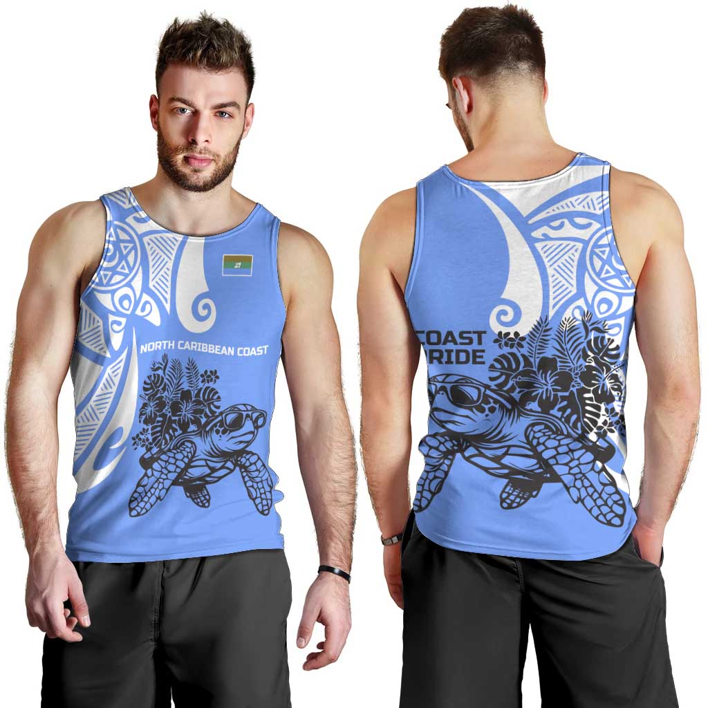North Caribbean Coast Nicaragua Men Tank Top with Tribal Turtle Design and Floral Coast Pride - Wonder Print Shop