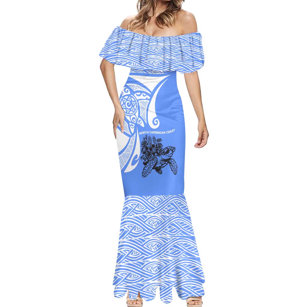North Caribbean Coast Nicaragua Mermaid Dress with Tribal Turtle Design and Floral Coast Pride - Wonder Print Shop