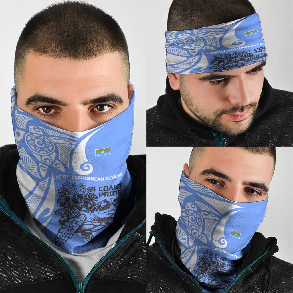 North Caribbean Coast Nicaragua Neck Gaiter with Tribal Turtle Design and Floral Coast Pride - Wonder Print Shop